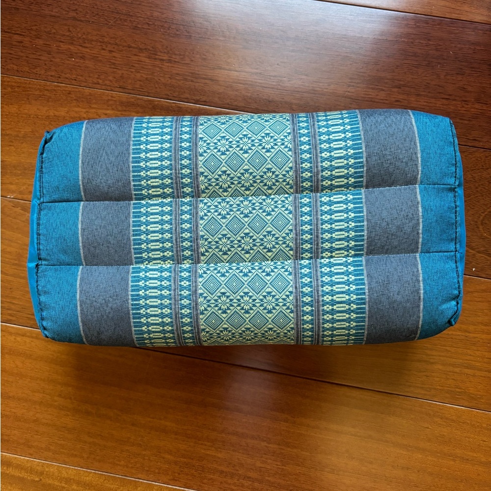 Thai Ethnic Patterned Blue and Gray Cushion